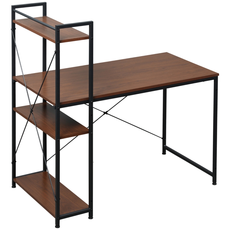 HOMCOM Computer Workstation, Metal Frame-Walnut/ Black