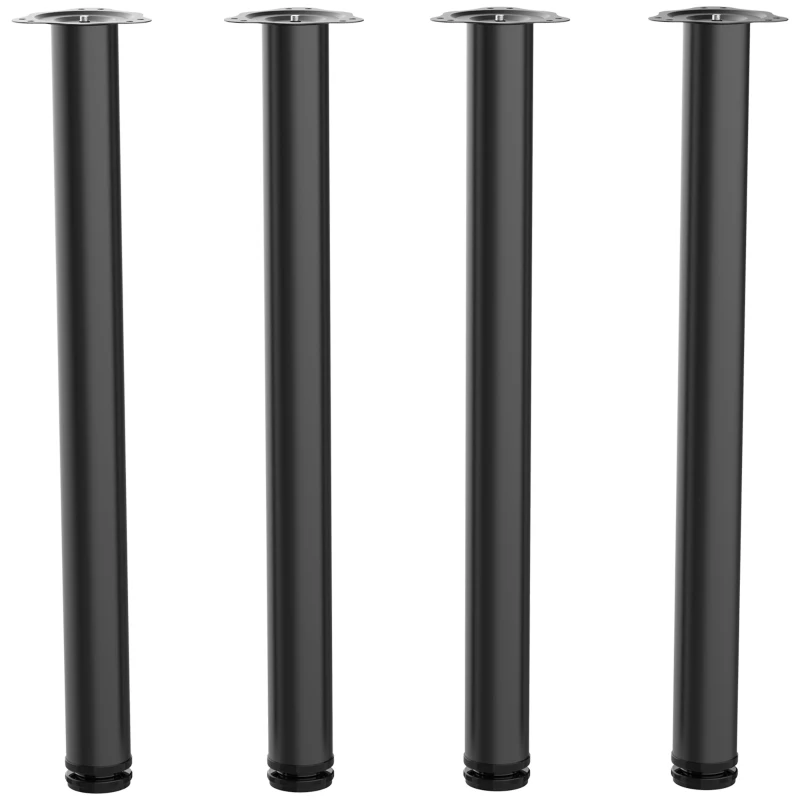 HOMCOM Set 4 Pezzi Gambe per Tavolo in Acciaio preforate con 6 Fori e con 24 Viti Incluse, Φ6 x 72Lcm, Nero