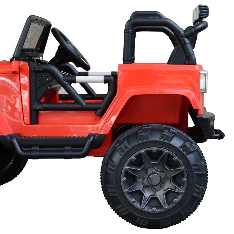 HOMCOM Voiture 4x4 électrique 12 V + télécommande 128L x 78l x 76H cm Enfants 3 à 8 Ans Effets Lumineux sonores Lecteur MP3 Rouge