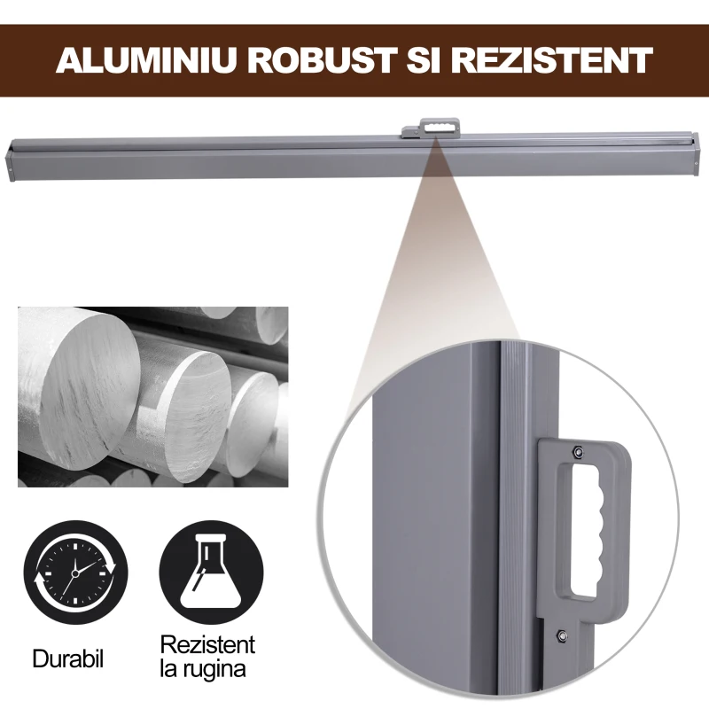 Outsunny Copertina de Soare Laterala Tip Rulou Protectie impotriva Vantului / Privacy 3x1,6m Gri