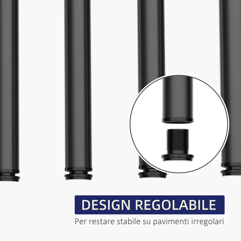HOMCOM Set 4 Pezzi Gambe per Tavolo in Acciaio preforate con 6 Fori e con 24 Viti Incluse, Φ6 x 72Lcm, Nero