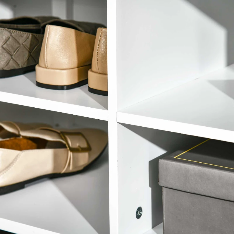 HOMCOM Hallway Furniture Set Shoe Bench Storage Mirror Cabinet Coat Rack Multiple Cubes Hangers Organiser Shelves w/ 4 H