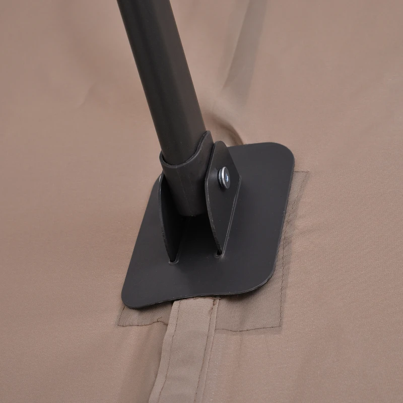 Outsunny Outdoor Patio Umbrella with Twin Canopy Sunshade Umbrella with Lift Crank Brown