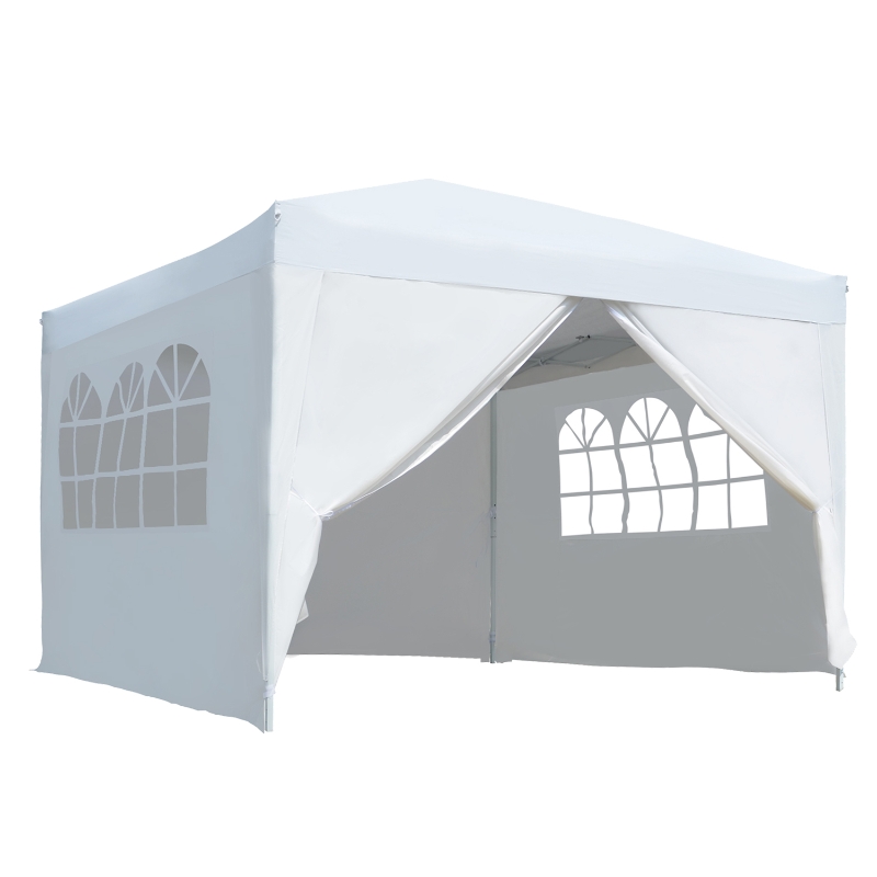 Outsunny Tonnelle Barnum Tente de réception Pliante 3 x 3 x 2,55 m avec fenêtres + Sac de Transport Blanc