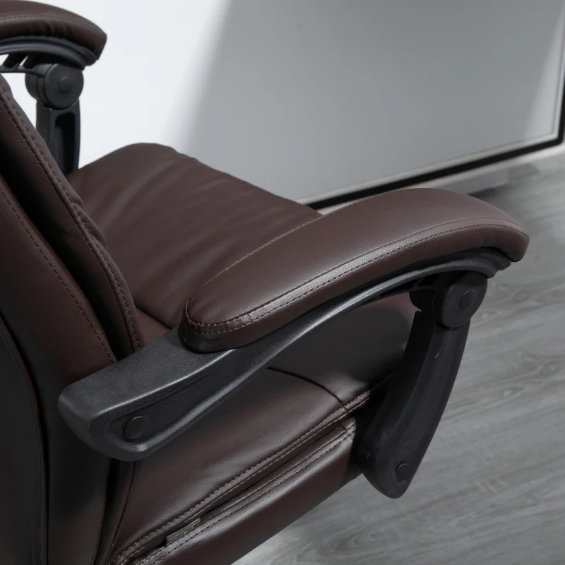Vinsetto Brown Leather Office Chair, High Back Executive Office chair Reclining with Retractable Footrest Brown