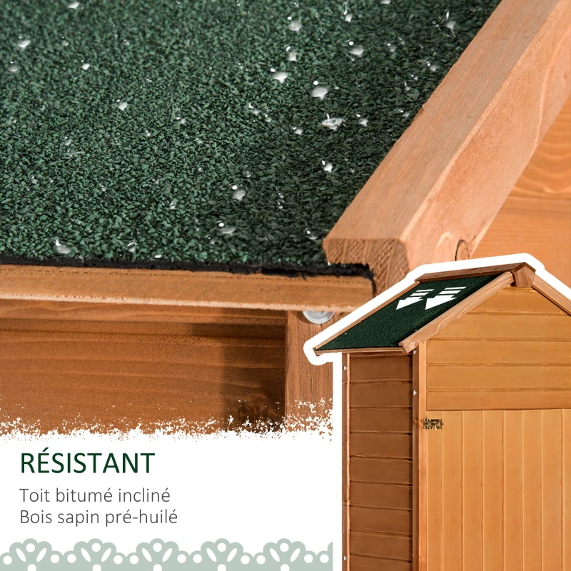 HOMCOM Armoire de Jardin Remise pour Outils 79L x 49l x 190H cm 2 Portes 2 étagères Toit bitumé étanche Bois Sapin pré-huilé