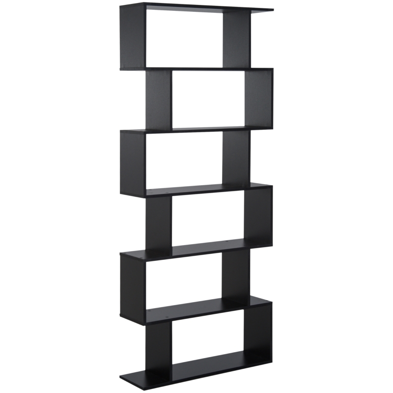 HOMCOM Bibliotecă din Lemn, Design Modern cu 6 Rafturi, 80x23x192 cm, Negru