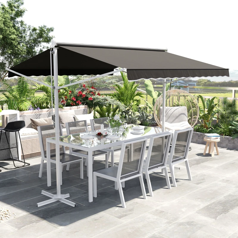 Outsunny Toldo de Pé 300x295x260 cm com Manivela Ângulo Ajustável Portátil para Jardim Terraço Pátio Cinza