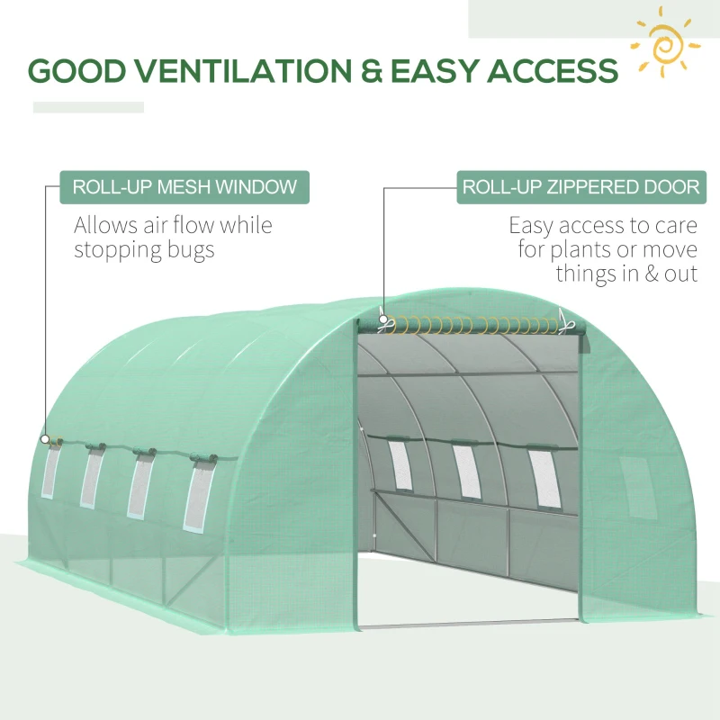 Outsunny 6 x 3 x 2m Walk-in Outdoor Garden Greenhouse Polytunnel with Door and Windows