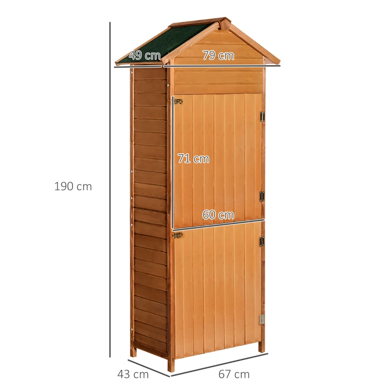 HOMCOM Armoire de Jardin Remise pour Outils 79L x 49l x 190H cm 2 Portes 2 étagères Toit bitumé étanche Bois Sapin pré-huilé