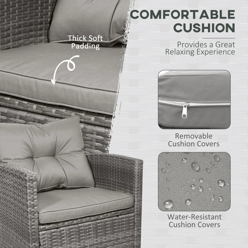 Outsunny 4 PCS Outdoor Patio Furniture Sets All Weather PE Rattan Chair set Indoor Outdoor Backyard Garden Coffee Table with Cushions Grey