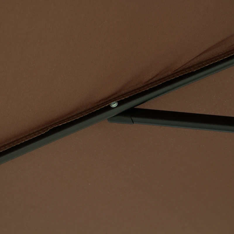 Outsunny Chapéu de Sol de Jardim Ø295x250cm com Manivela Chapéu de Sol Exterior com Mecanismo de Inclinação e Mastro Desmontável de Metal para Terraço Piscina Pátio Café