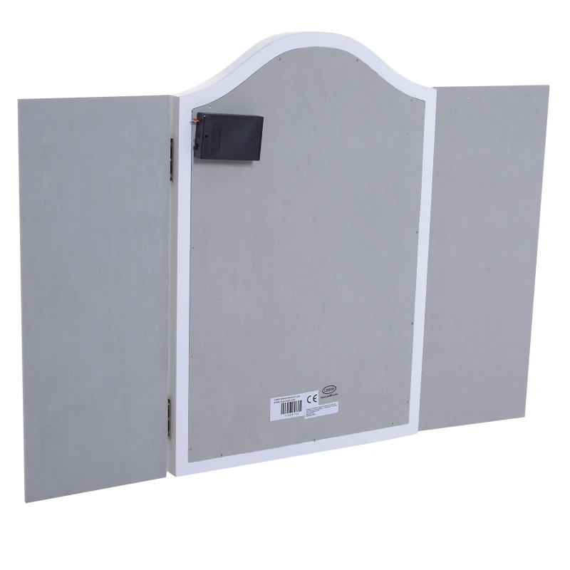 HOMCOM 16 LED‘s make-upspiegel opmaakspiegel staande vrijstaande spiegel 180°inklapbaar batterij