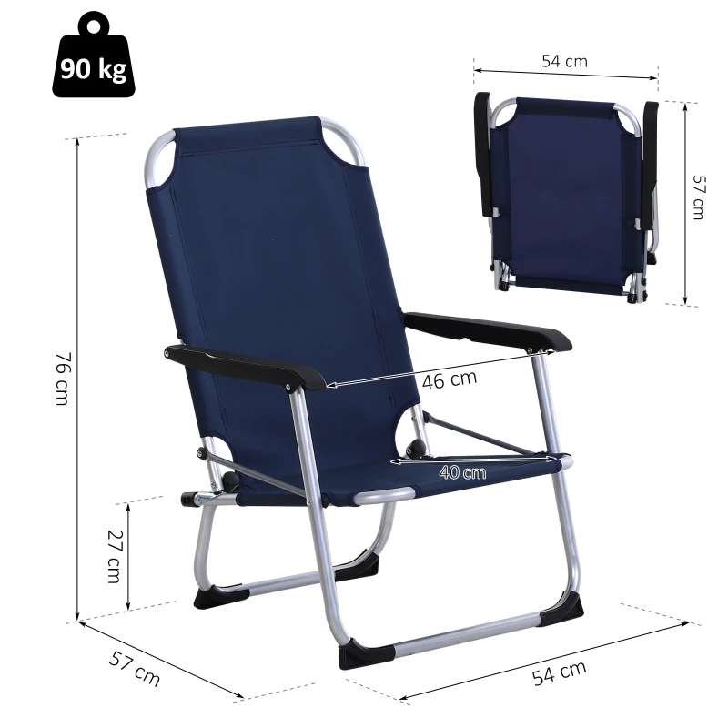 Krzesło kempingowe składane ogrodowe z podłokietnikami aluminiowe Outsunny