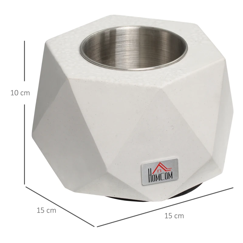 HOMCOM Tabletop Fire Pit, Indoor Fireplace 15cm Table Top Fire Pit Bowl, Alcohol Fueled Concrete Firepit, Angular Mini Fire Bowl Balcony Decor for Soul Relaxing, Tabletop Portable Fire Bowls, Grey