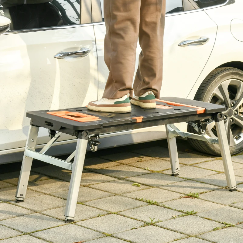 DURHAND 7 In 1 DESIGN Werkbank höhenverstellbarem Werktisch Werkbank, große wendbarer Arbeitsplatte mit Winkelmarkierung Haushalt & DIY-Arbeitsplatz für Garage, Werkstatt Schwarz 137 x 58 x 78 cm
