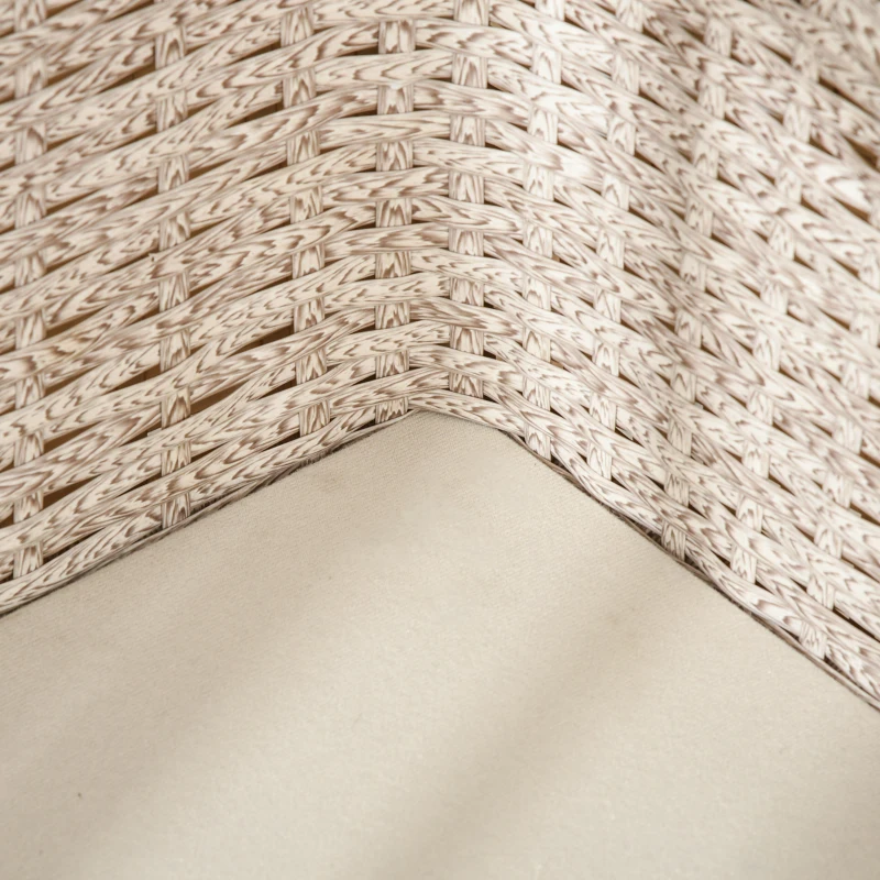 PawHut hondenmand met kussen vier voeten hondenmand gevlochten rotan stijl kattenmand hondenbank metaal polyester PE rotan lichtgrijs + wit 70,5 x 40 x 37,5 cm