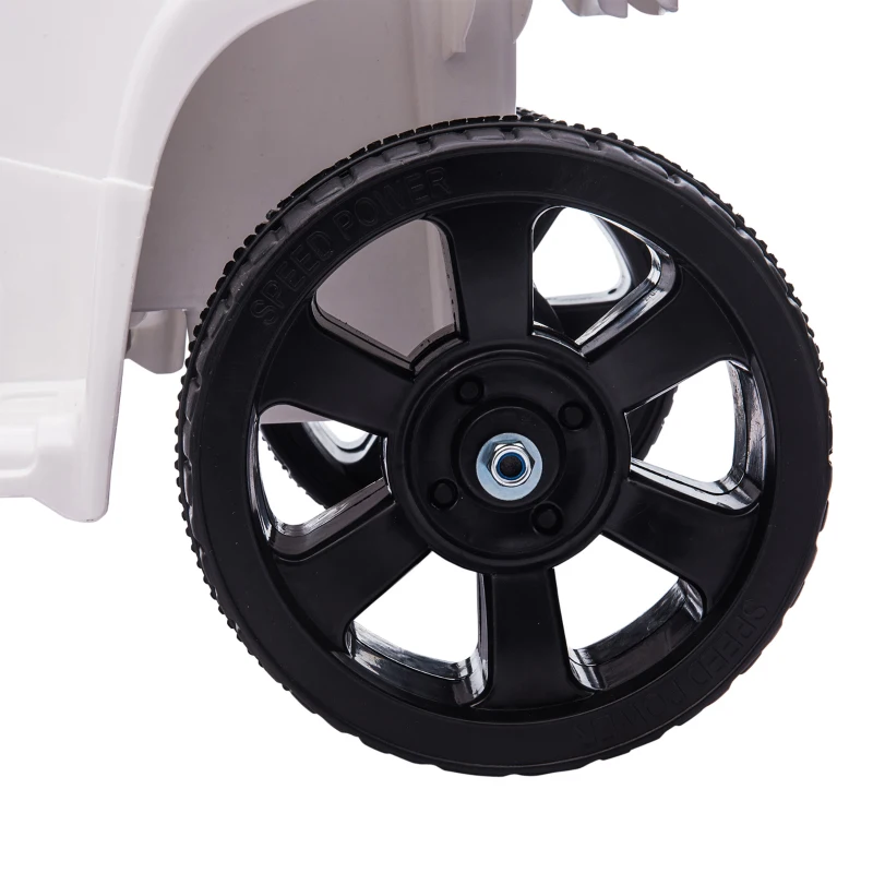 HOMCOM elektrische quad ATV kinderwagen voor 18 tot 36 maanden elektrische motorfiets met 2 koplampen elektrische quad strandauto vorm PP staal zwart + wit 65 x 40 x 43 cm(m-8)