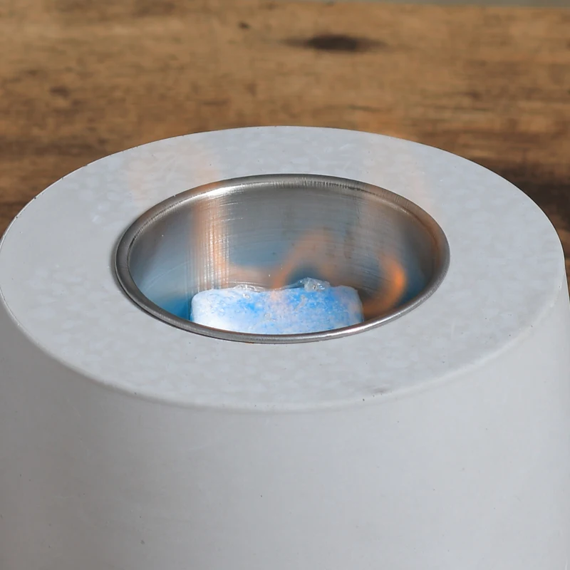 HOMCOM Tabletop Fire Pit, Indoor Fire Pit 12.5cm Table Top Fire Pit Bowl, Alcohol Fueled Concrete Firepit, Cylindrical Mini Fire Pit Balcony Decor for Soul Relaxing, Tabletop Portable Fire Bowls, Grey