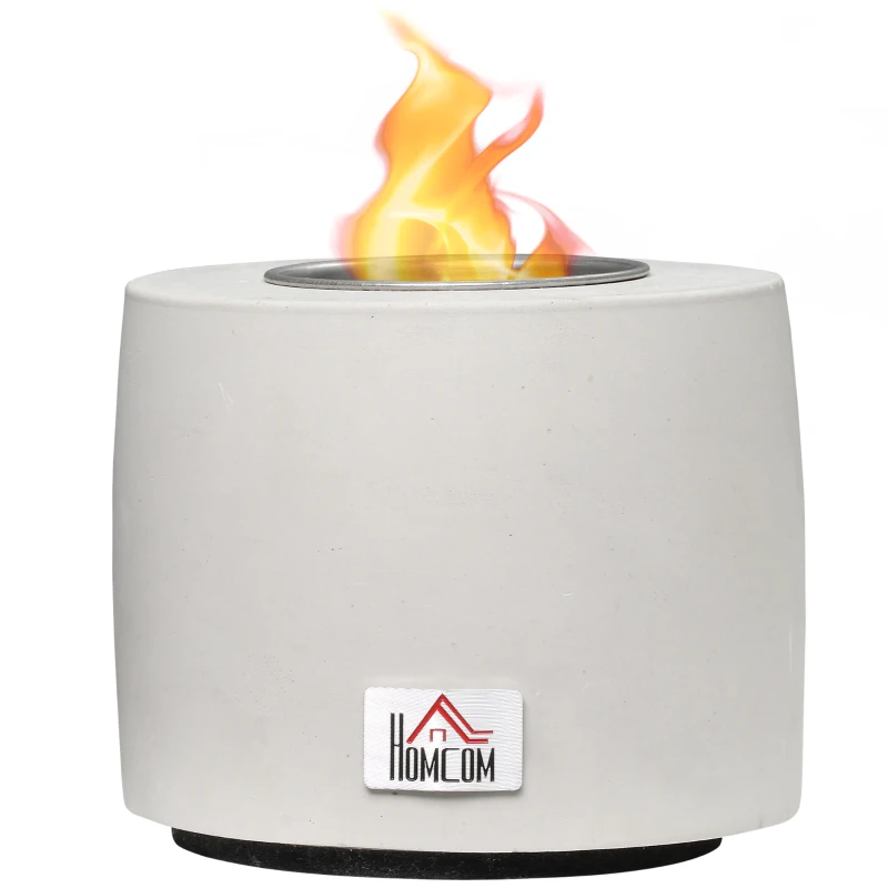 HOMCOM Tabletop Fire Pit, Indoor Fire Pit 12.5cm Table Top Fire Pit Bowl, Alcohol Fueled Concrete Firepit, Cylindrical Mini Fire Pit Balcony Decor for Soul Relaxing, Tabletop Portable Fire Bowls, Grey