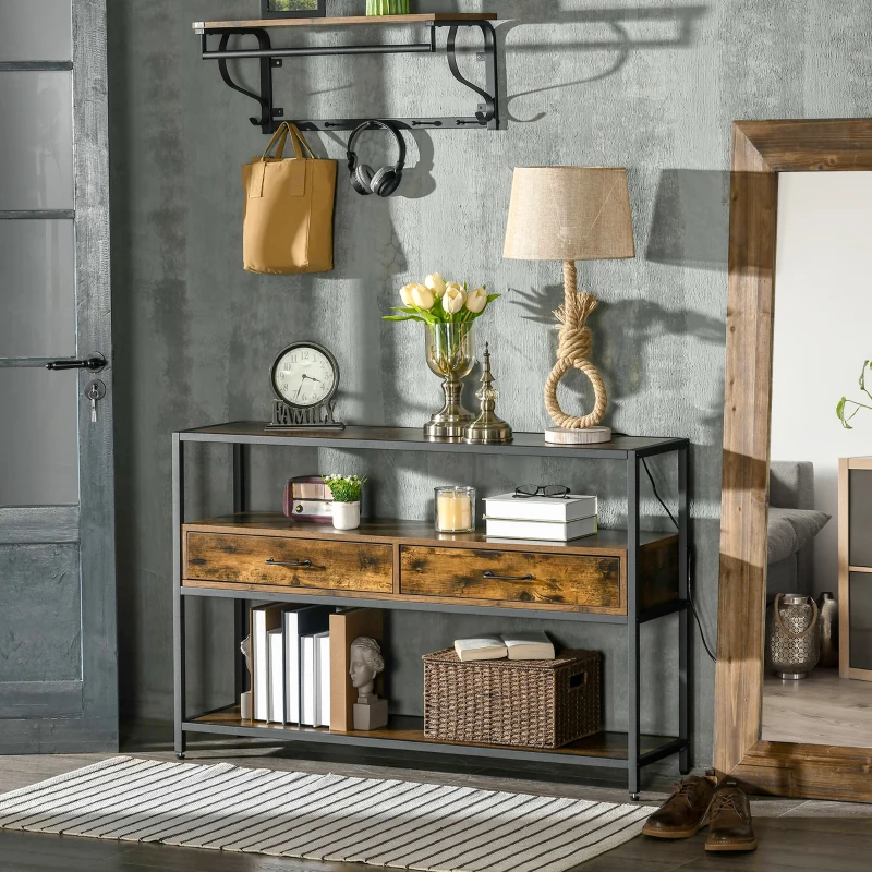 HOMCOM Konsolentisch im Industrial-Design 120 x 30 x 75,5 cm