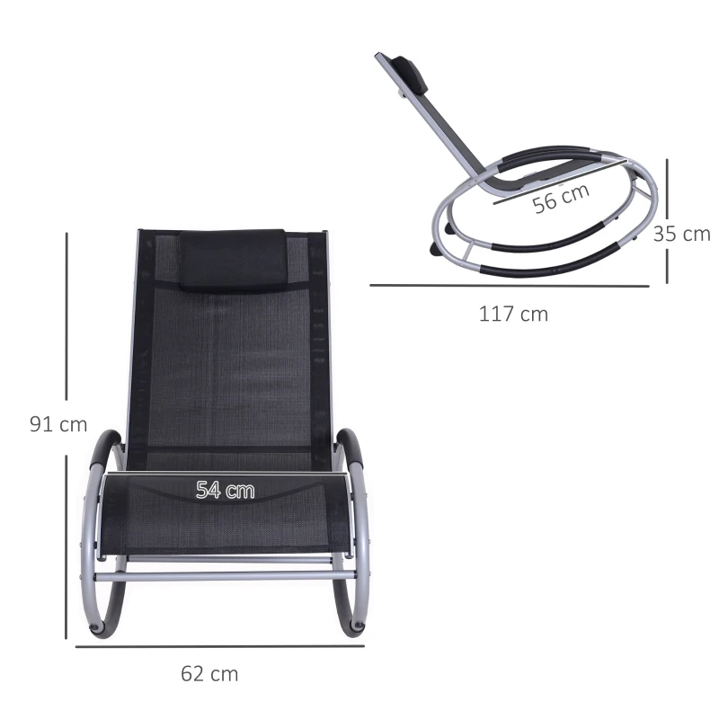 Outsunny Schommelstoel schommelbank lounger schommelstoel met hoofdkussen aluminium tot 120 kg