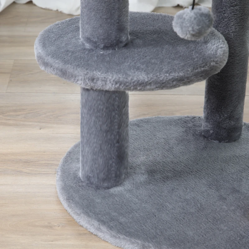 PawHut ansamblu pentru 1-2 pisici, 3 nivele, 48x48x104cm gri