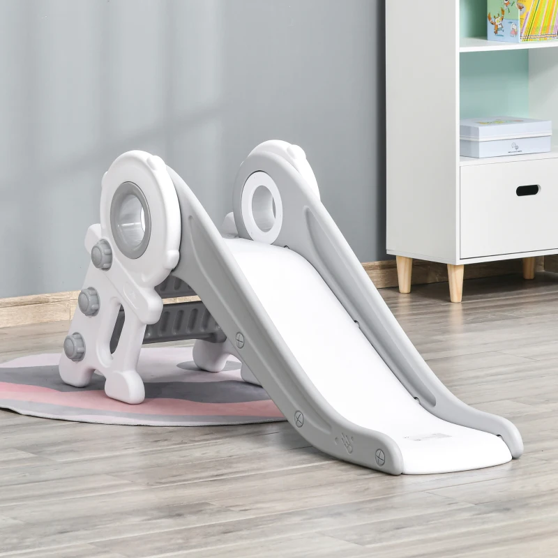 HOMCOM babyglijbaan kinderglijbaan indoor glijbaan opvouwbare speelgoedglijbaan cartoon astronaut vorm voor 1-3 jaar kinderen veilig verlengd driehoekige structuur PE grijs 133x52x58 cm