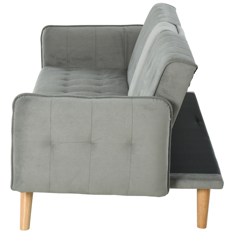 HOMCOM 2-1 Design Schlafsofa Klappsofa 3-Sitzer Stoffsofa Chaiselongue Bettsofa Sofagarnitur Verstellbarer Winkel Hellgrau 183 x 87 x 75 cm