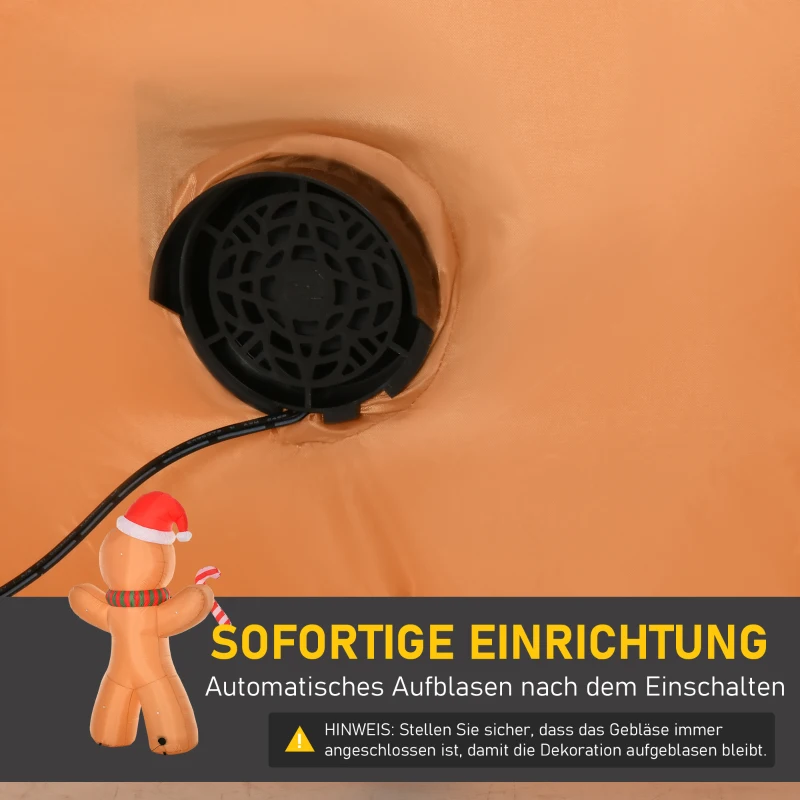 HOMCOM peperkoekman opblaasbaar kerstversiering