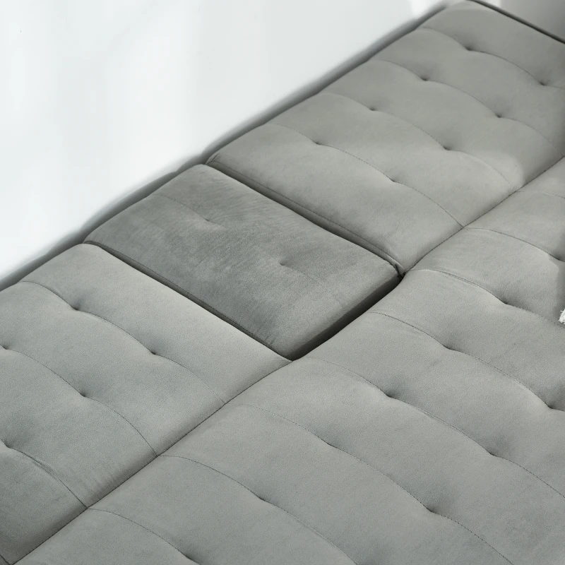 HOMCOM 2-1 Design Schlafsofa Klappsofa 3-Sitzer Stoffsofa Chaiselongue Bettsofa Sofagarnitur Verstellbarer Winkel Hellgrau 183 x 87 x 75 cm