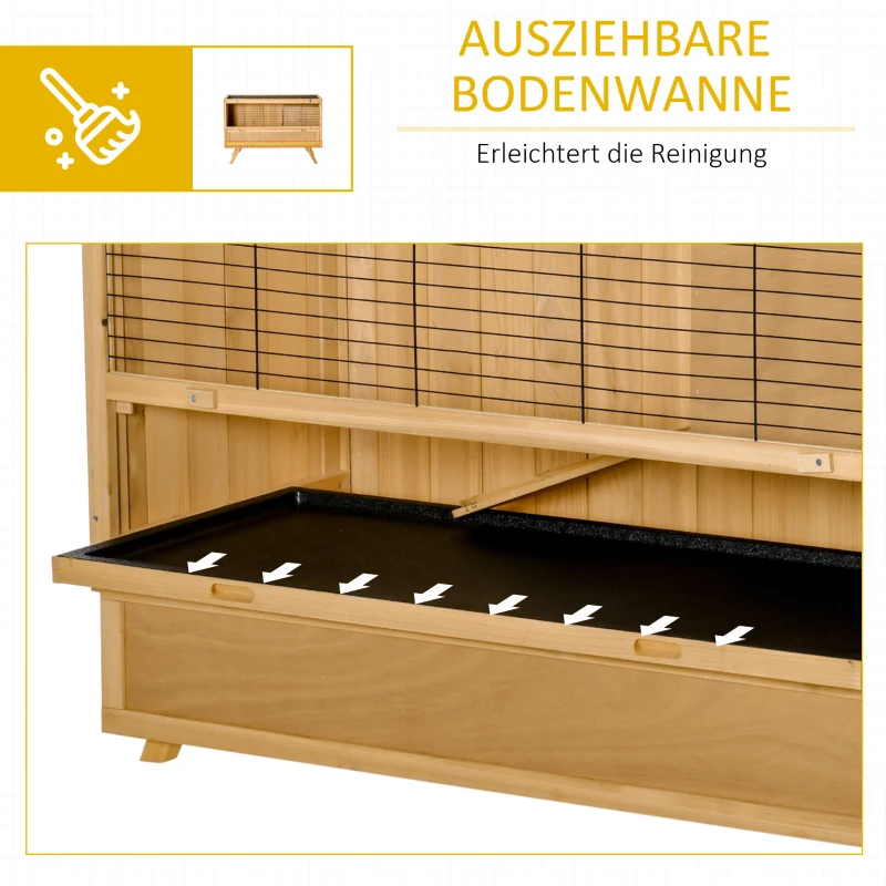 PawHut kleindierhok voor 2 dwergkonijnen sparrenhout 120 x 50 x 82 cm