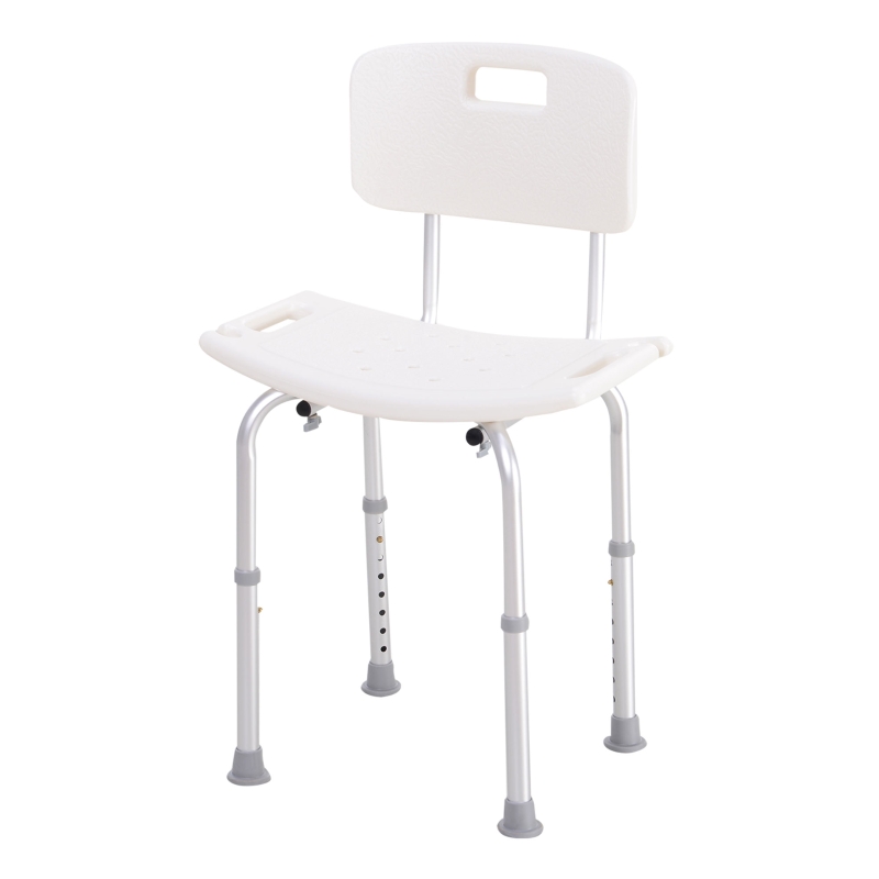 HOMCOM Silla ducha aluminio ayuda baño taburete banqueta regulable ajustable wc asiento 55 x 50,6 x 67,5-85,5cm (Lx An x Al)