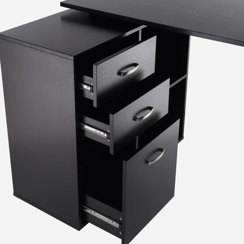 HOMCOM biurko narożne biurko komputerowe biurko biurko narożne regał w kształcie litery L 117 x 83,5 x 76 cm, kształt I 162 x 50 x 76 cm, czarne, MDF + metal