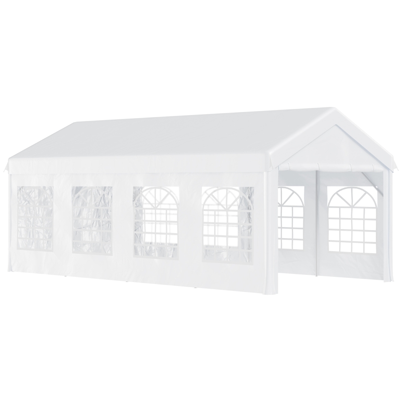 Outsunny Gazebo da esterno tendone per feste, telaio in acciaio impermeabile, Bianco, 8x4x2.8m