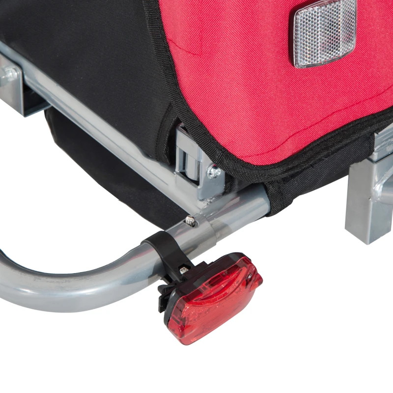 HOMCOM Kinderanhänger Fahrradanhänger Regenschutz atmungsaktiv Rot+Schwarz Stahlrohr Oxford 155 x 88 x 108 cm