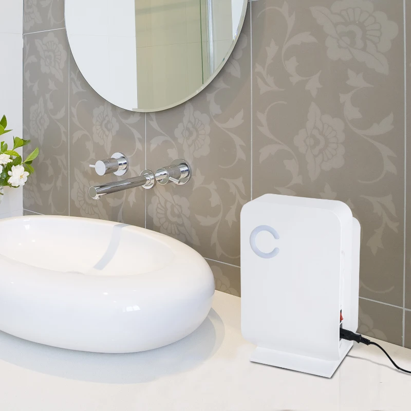 HOMCOM Deumidificatore Elettrico 48W, Silenzioso 40dB(A) Basso Consumo Certificato CE, Bianco 18.1x12.7x28.8cm 1300ml