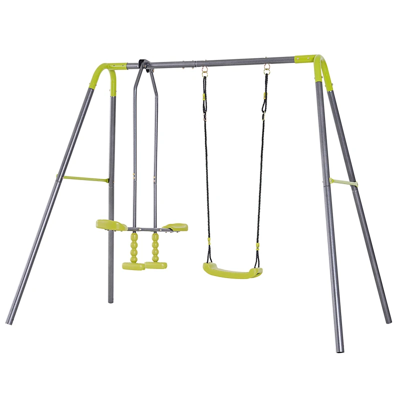 HOMCOM Kinderschommel dubbele schommel tuinschommel schommelset met metalen frame wip