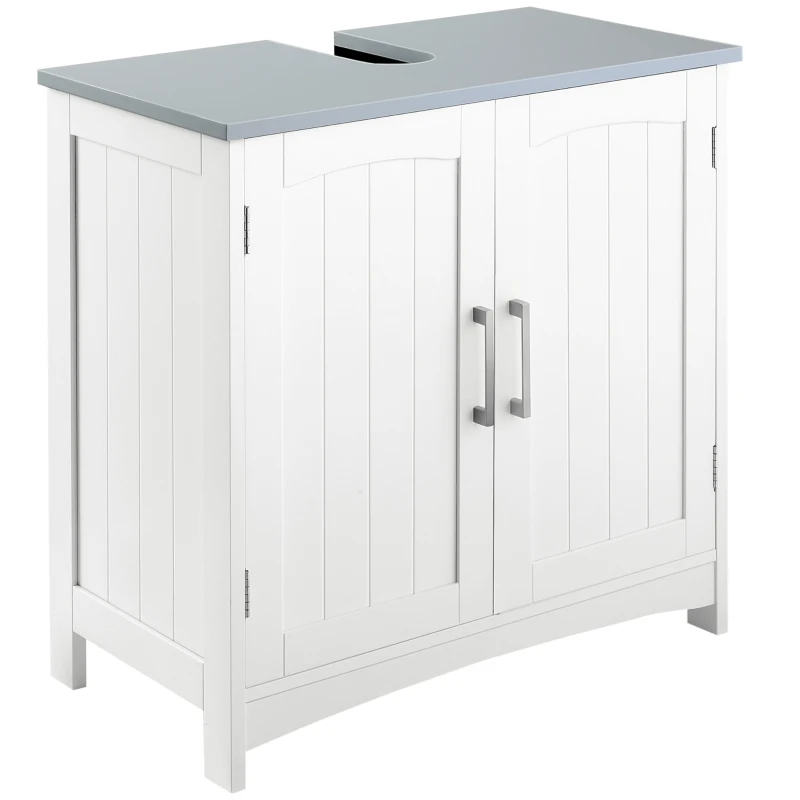 Mobiletto Bagno con Porte Scorrevoli 70x20x71 cm Ripiano Regolabile con