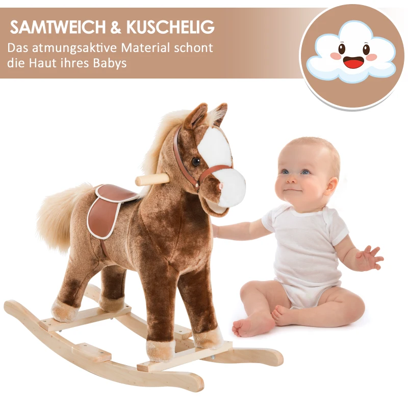 HOMCOM Schommelpaard baby pluche schommeldier schommeldier pluche speelgoed kinderen