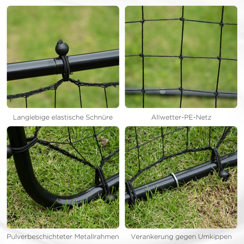 HOMCOM Football Rebounder do treningu, regulowany kąt, metalowa rurka, PE Tkanina 96 x 80 x 96 cm Czarny