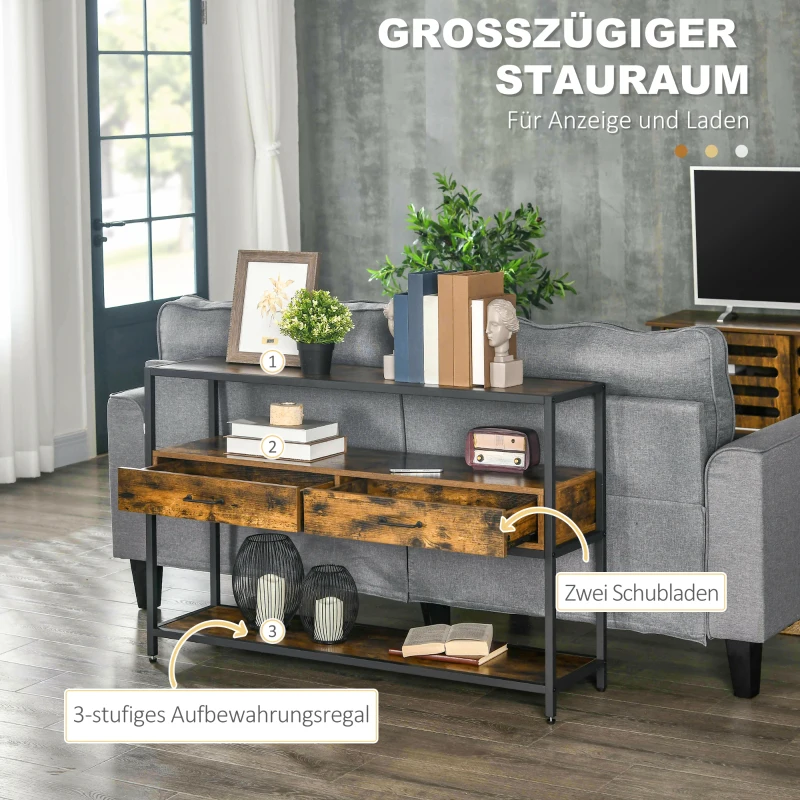 HOMCOM Konsolentisch im Industrial-Design 120 x 30 x 75,5 cm