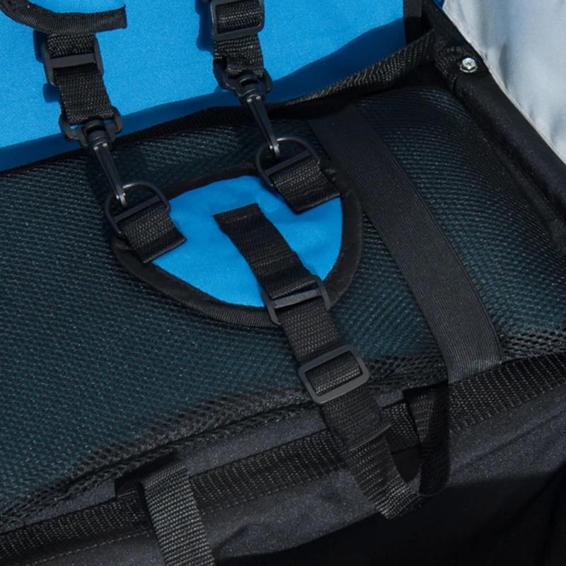 HOMCOM Kinderanhänger Fahrradanhänger Regenschutz atmungsaktiv Blau+Weiß Stahlrohr Oxford 155 x 88 x 108 cm