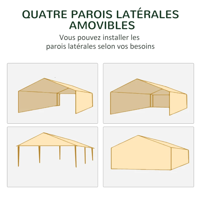 Outsunny Tonnelle barnum style colonial dim. 6L x 3l x 2,5H m 6 moustiquaires blanc et noir