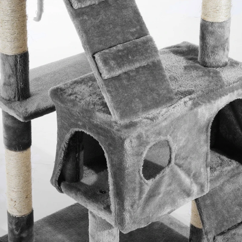 Pawhut DRAPAK DRZEWO DOMEK DLA KOTA 170cm szary