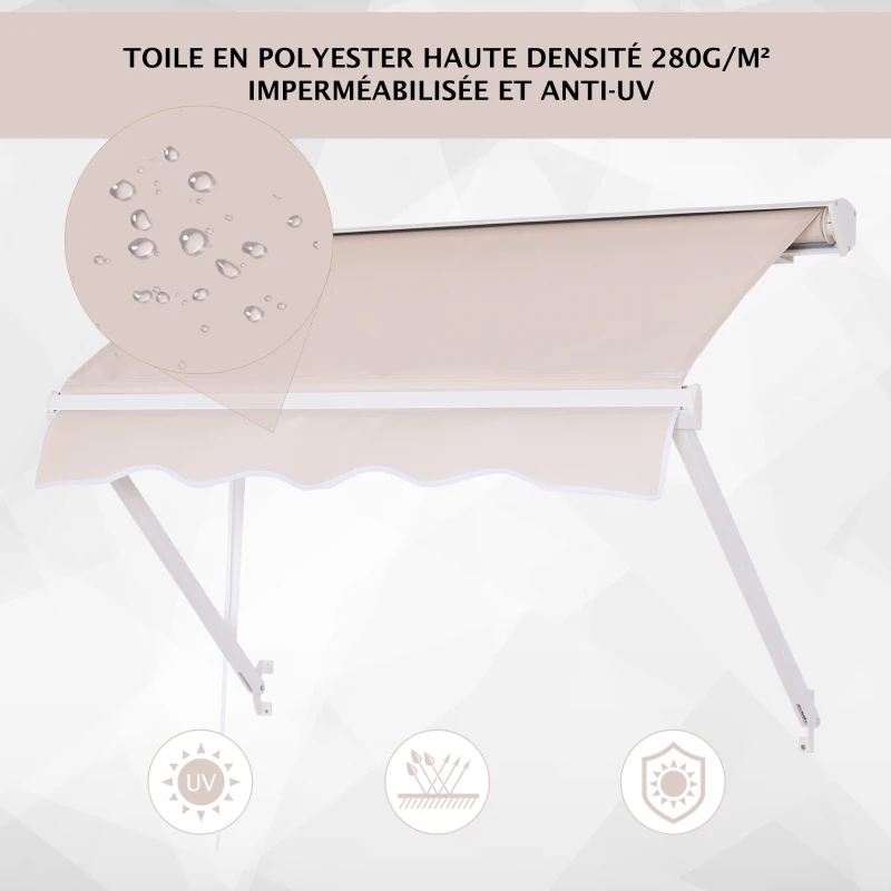 Outsunny Store banne Manuel Inclinaison réglable Aluminium Polyester imperméabilisé 70L x 120l cm Beige