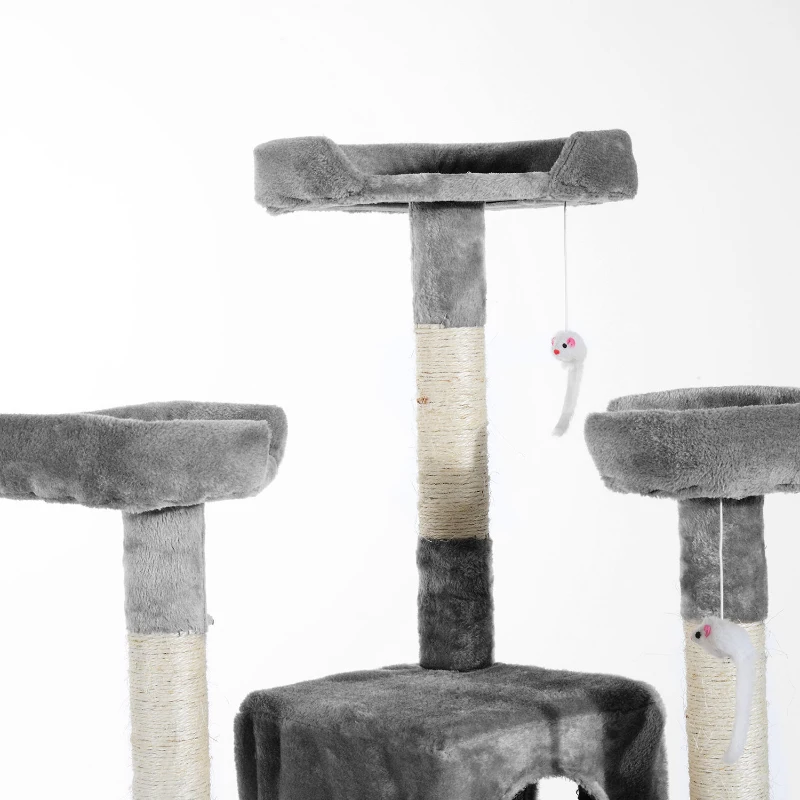 Pawhut DRAPAK DRZEWO DOMEK DLA KOTA 170cm szary