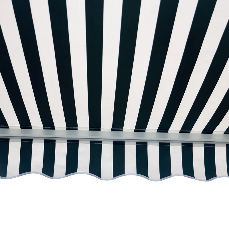 Outsunny Store banne électrique et Manuel rétractable dim. 3,95L x 3l (avancée) m télécommande fournie alu. Polyester Haute densité imperméabilisé Anti-UV Vert Blanc rayé