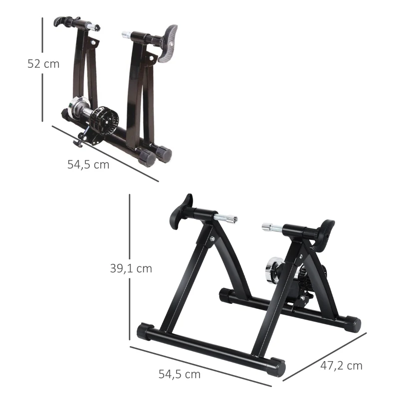 HOMCOM Home Trainer vélo Support d'entrainement Pliable pour vélo de Route VTT Acier Noir