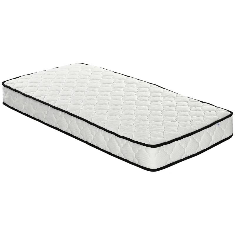HOMCOM 3ft Single Mattress, 7 Inch Pocket Sprung Mattress in a Box with Breathable Foam, Individually Wrapped Spring and Medium Firm Hybrid, 190cmx90cmx18cm, White